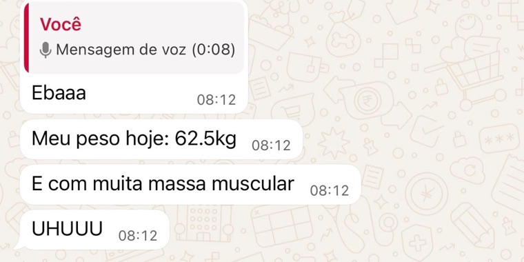 Depoimento de aluno no WhatsApp