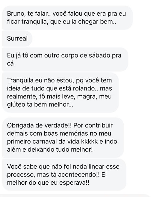 Depoimento de aluno no WhatsApp
